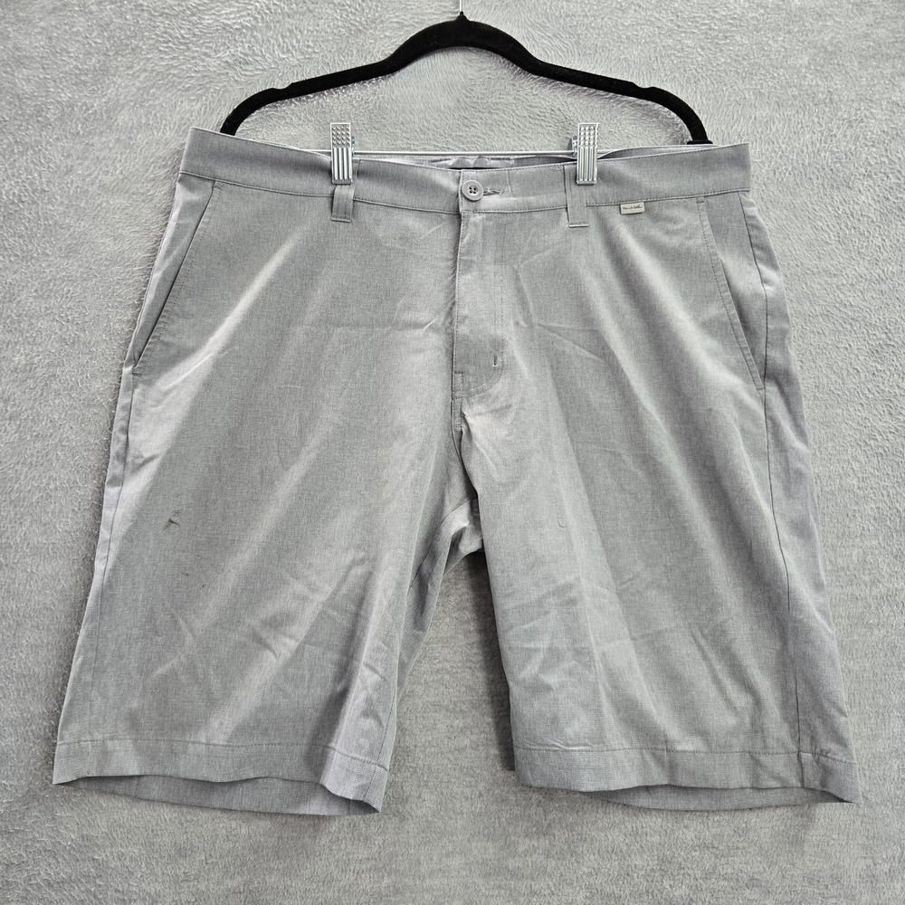 Travis Mathew Men Shorts 36 Gray Chino Mid Rise Pockets Casual 10" Inseam READ